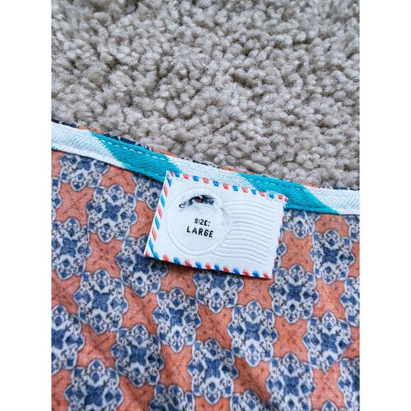 Anthropologie Postage Stamp Long Sleeve Top Large Striped Artsy Boho Fall Layer - Picture 3 of 3